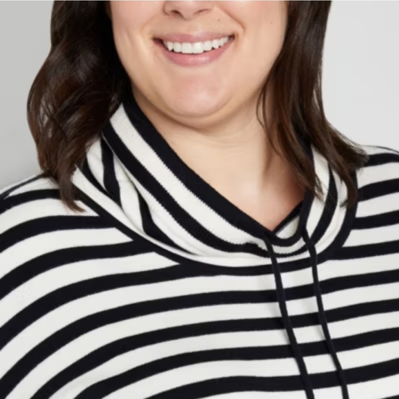 Liz Claiborne Plus Womens Cowl Neck Longsleeve Striped Pullover Sweater sz XL - Picture 2 of 8